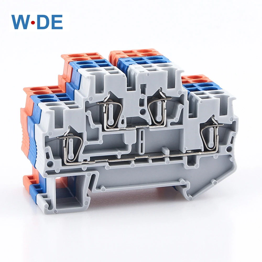 Din Rail Terminal Block STTB-2.5 Electrical Wiring Connectors Double Layer Spring Connection Connector  Wire Conductors 10pcs