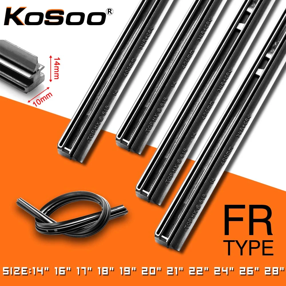 KOSOO 1PCS Car Wiper Blade Insert Natural Rubber Strip 10mm 14