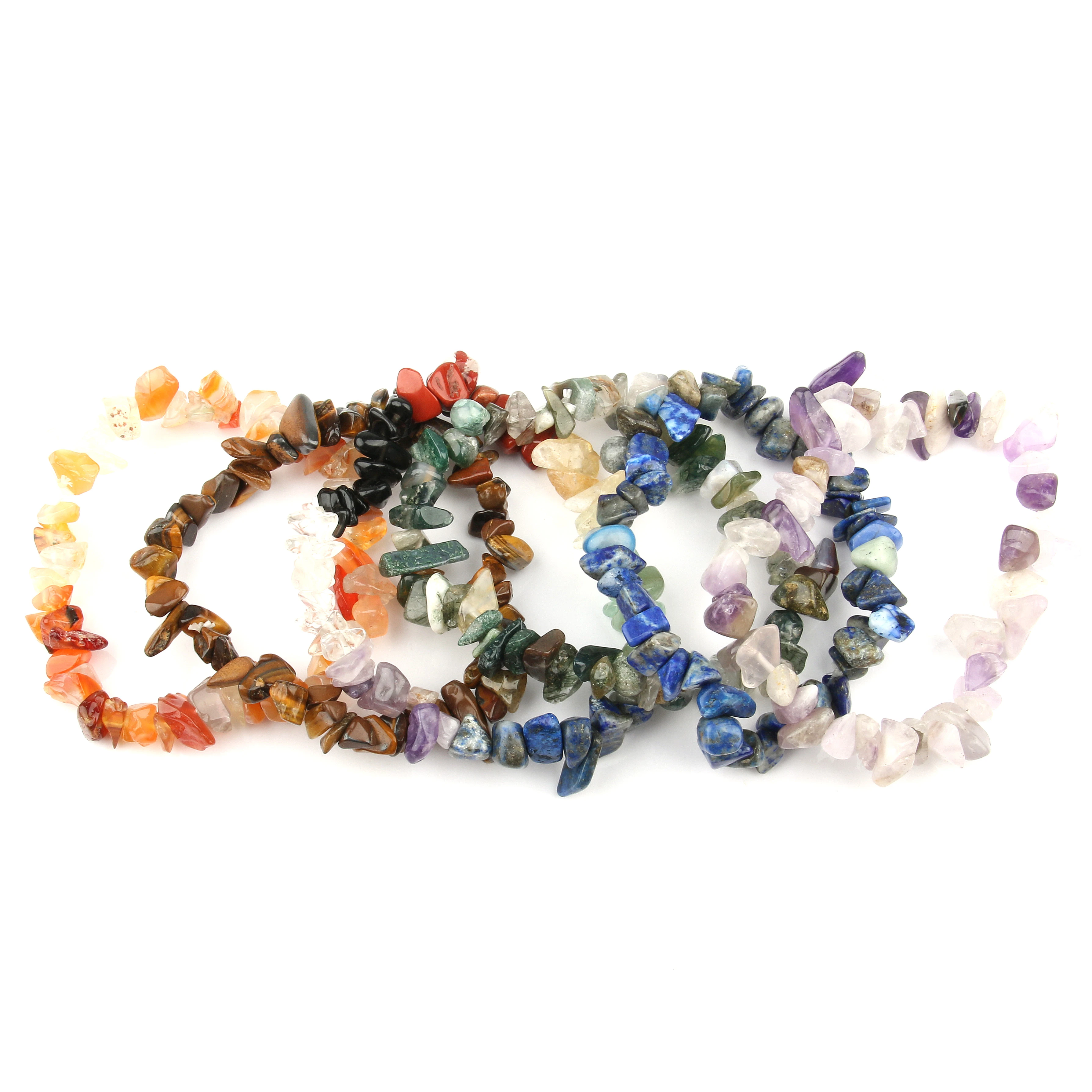 Hot Irregular Natural Crystals Chakras Stone Bracelet Beads Chips Jewelry Bracelets Yellow Crystals Clear Crystals Aquamarines