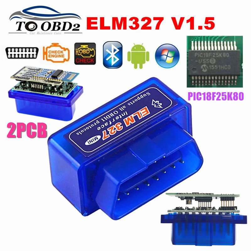 Best Quality Hardware V1.5 PIC18F25K80 Chip ELM327 BT 1.5 Works Android Windows Diagnosis Scan Tool ELM 327 FREE SHIPPING