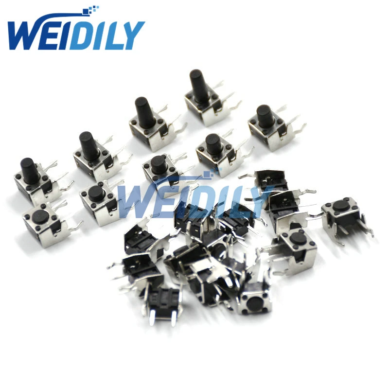 50PCS PCB Momentary Tactile Tact Push Button Switch Right Angle With stent 6*6*4.3/5/6/7/8/9/12mm 6x6x4.3/5/6/7/8/9/12 MM