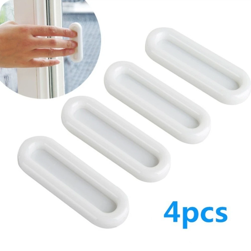 4pcs Paste The Open Sliding Door Handles For Interior Doors Glass Window Cabinet Drawer Wardrobe Self-adhesive Handle