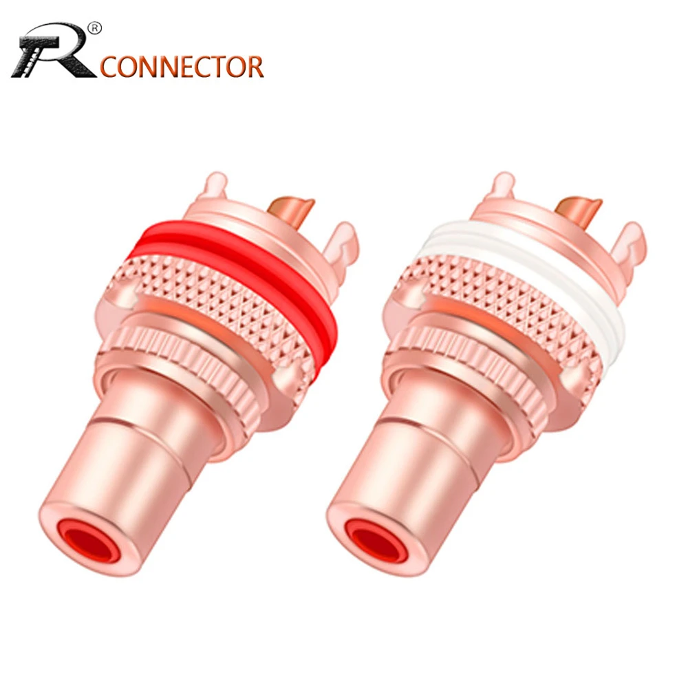 4pcs/2pairs Copper CMC RCA Female Terminal Jack Socket AV Audio Video Connector High Quality