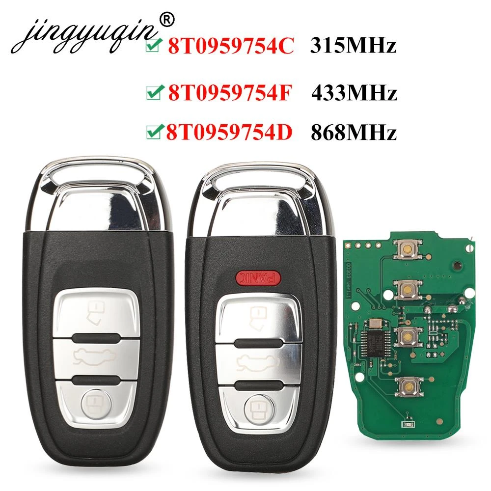 jingyuqin Smart Remote Key Semi Keyless 3/4BTN 315MHz/433MHZ/868MHZ 8T0 959 754C for For Audi Q5 A4L A5 A6 A7 A8 RS4 RS5 S4 S5