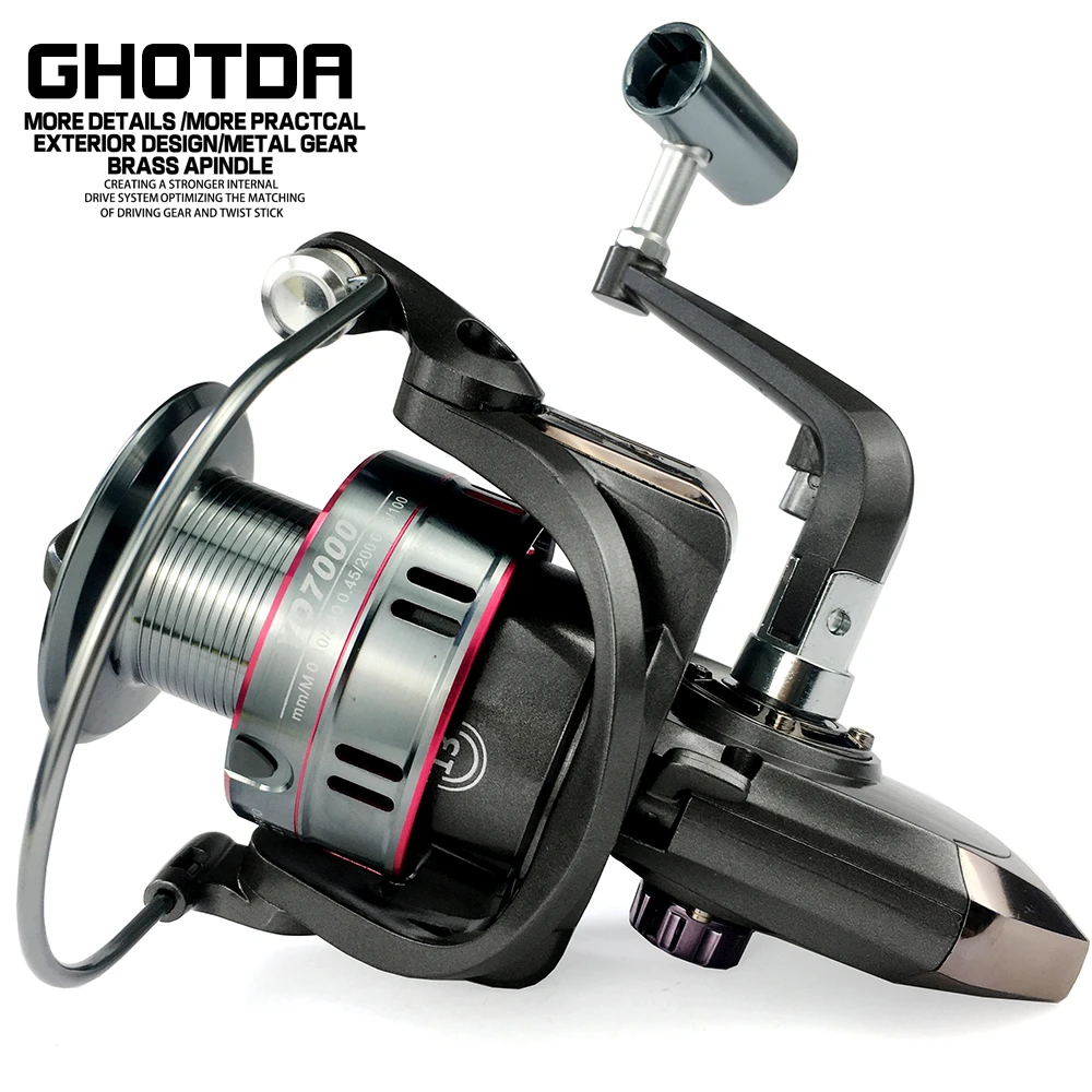 GHOTDA Spinning Fishing Reel 12BB + 1 Bearing Balls 1000-7000 Series Metal Coil Spinning Reel Boat Rock Fishing Wheel