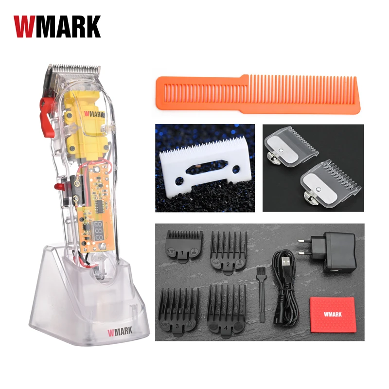 2021 WMARK NG-108 Hair Cutting Machine Transparent Style Professional Rechargeable Clipper Cord & cordless Hair Trimmer