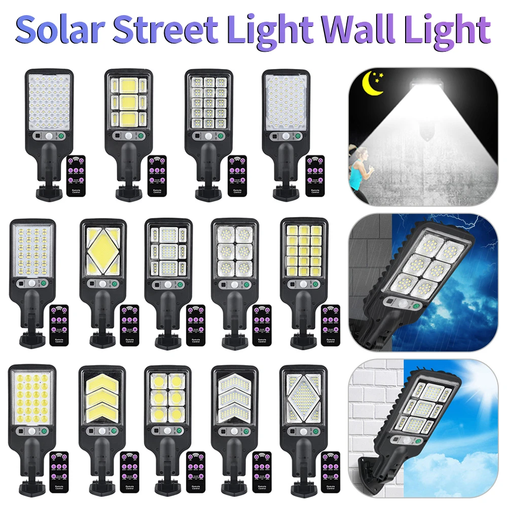 56LED Solar Motion Sensor Wall Light Outdoor Street Lamp with Remote Control Waterproof Garden Street Lamp Adjustable Brightness