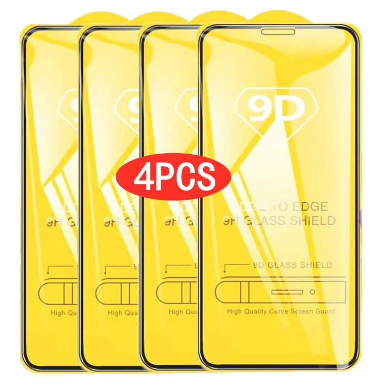 2/4PCS 9D Screen Protector Tempered Glass for IPhone 13 12 11 Pro Max Protective Glass for IPhone X XR XS Max 7 8 6S Plus 12Pro