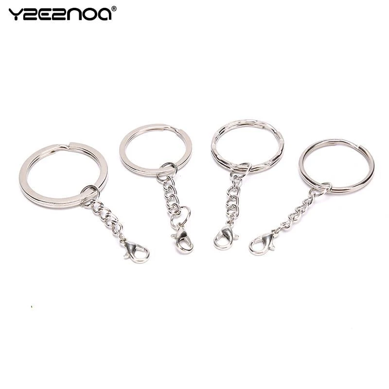 Silver Plated Metal Blank Keyring Keychain Split Ring Keyfob Key Holder Rings Women Men DIY Key Chains Accessories 10PCs /lot