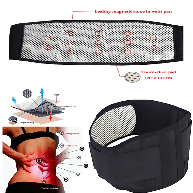 Adjustable Tourmaline Self Heating Magnetic Therapy Back Waist Brace Support Belt Band Lumbar Brace Massage Band Health Care