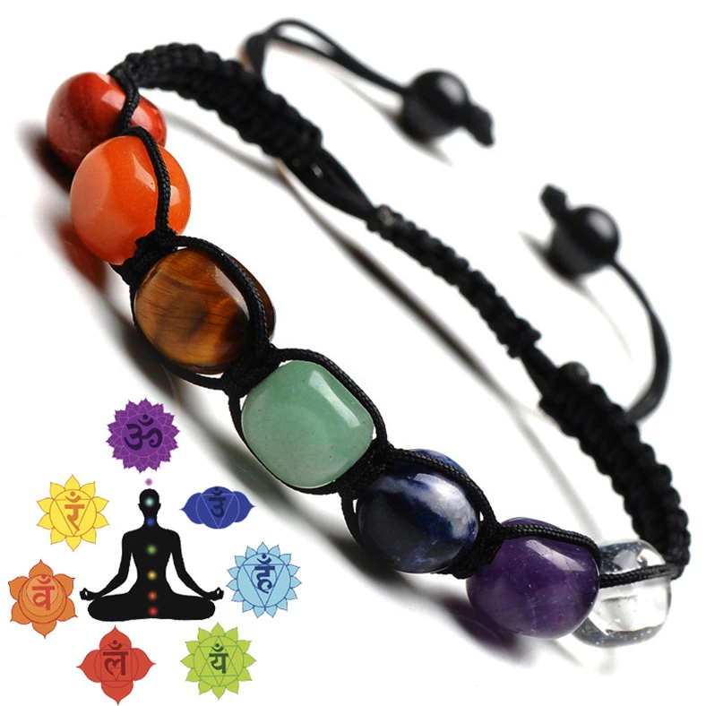 Handmade Natural 7 Chakra Stone Yoga Bracelet Bead Stone Bracelets for Women Reiki Healing Bracelet Strand Beaded Bracelets Men