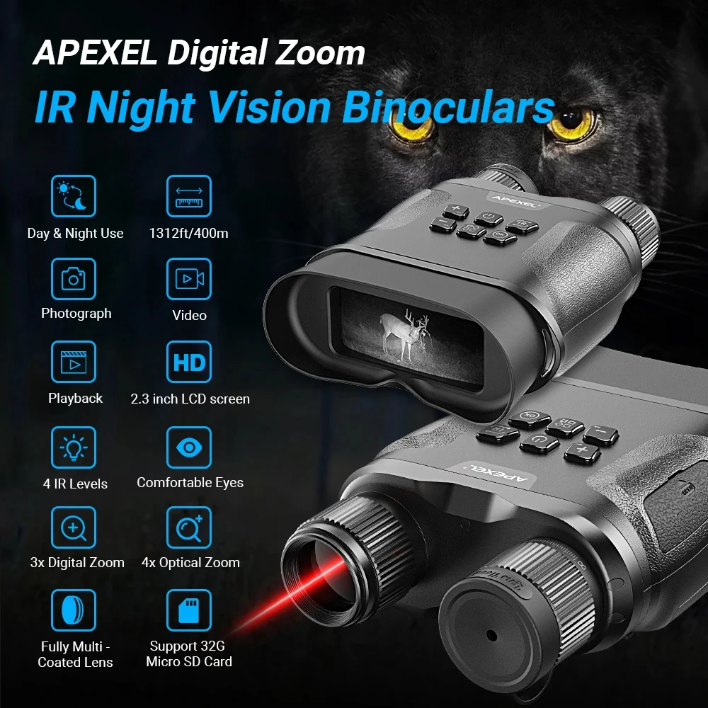 Night Vision Binoculars Infrared Hunting Telescope Night Vision Goggles with Video Recording Thermal imager Digital Binoculares