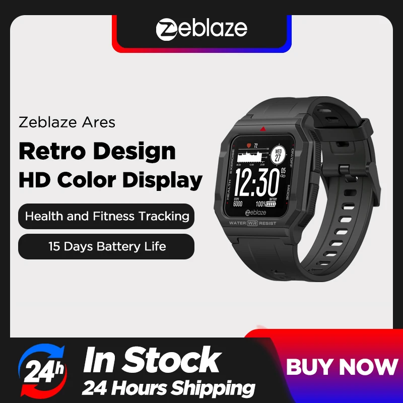 NEW 2021 Zeblaze Ares Heart Rate Tracking Smartwatch Multi Watch Face 3 ATM 15 Days Battery Life Smart Watch For IOS & Android