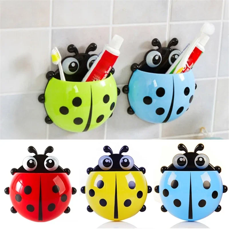 Lovely Animal Insect Toothbrush Holder Bathroom Cartoon Toothbrush Toothpaste Wall Suction Holder Rack Container Organizer