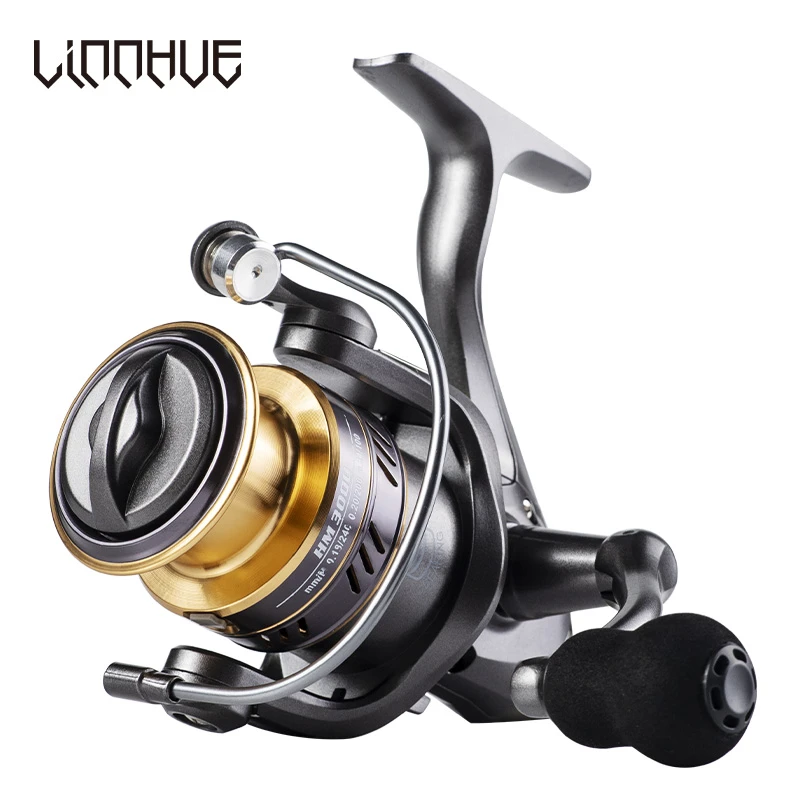 LINNHUE NEW Fishing Reel HM1000-7000 Spinning Reel 8kg Max Drag Reel Fishing 5.2:1 Speed Metal Spool Ball Grip Coil Fishing Reel