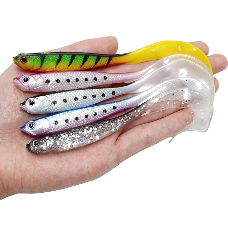 4pcs Jigging Wobblers Fishing Lure 11.5cm 6.1g shad T-tail soft bait Aritificial Silicone Lures Bass Pike Fishing Tackle Vobler