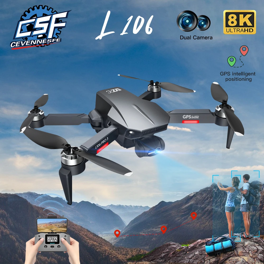 CEVENNESFE 2021 NEW Drone 3 Axis Gimbal Camera Professional 8K GPS 5G FPV 3Kilometers 25 Minutes Brushless RC Quadcopter Toys