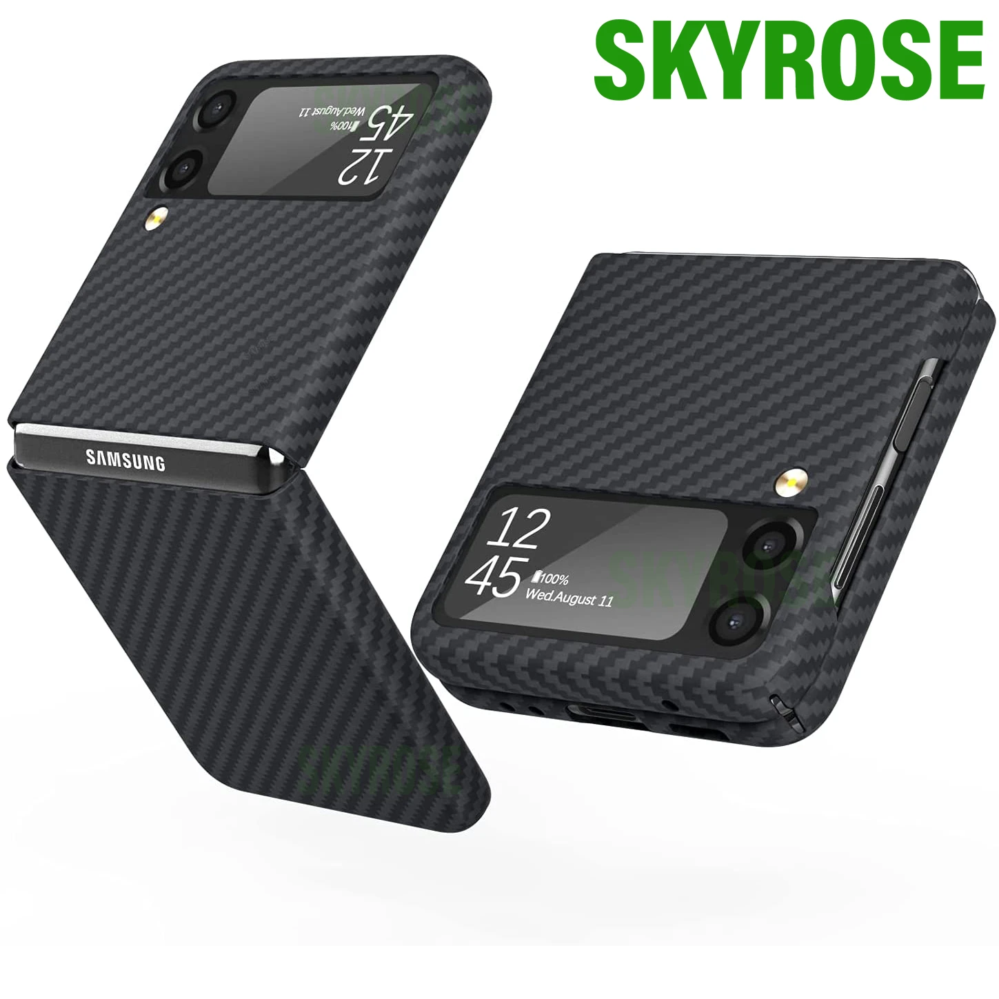 For Galaxy Z Flip 3 Silm Aramid Fiber Case for Samsung Galaxy Z Flip 3 5G Ultra-Thin Matte 3D Pure Real Carbon Fiber Phone Case