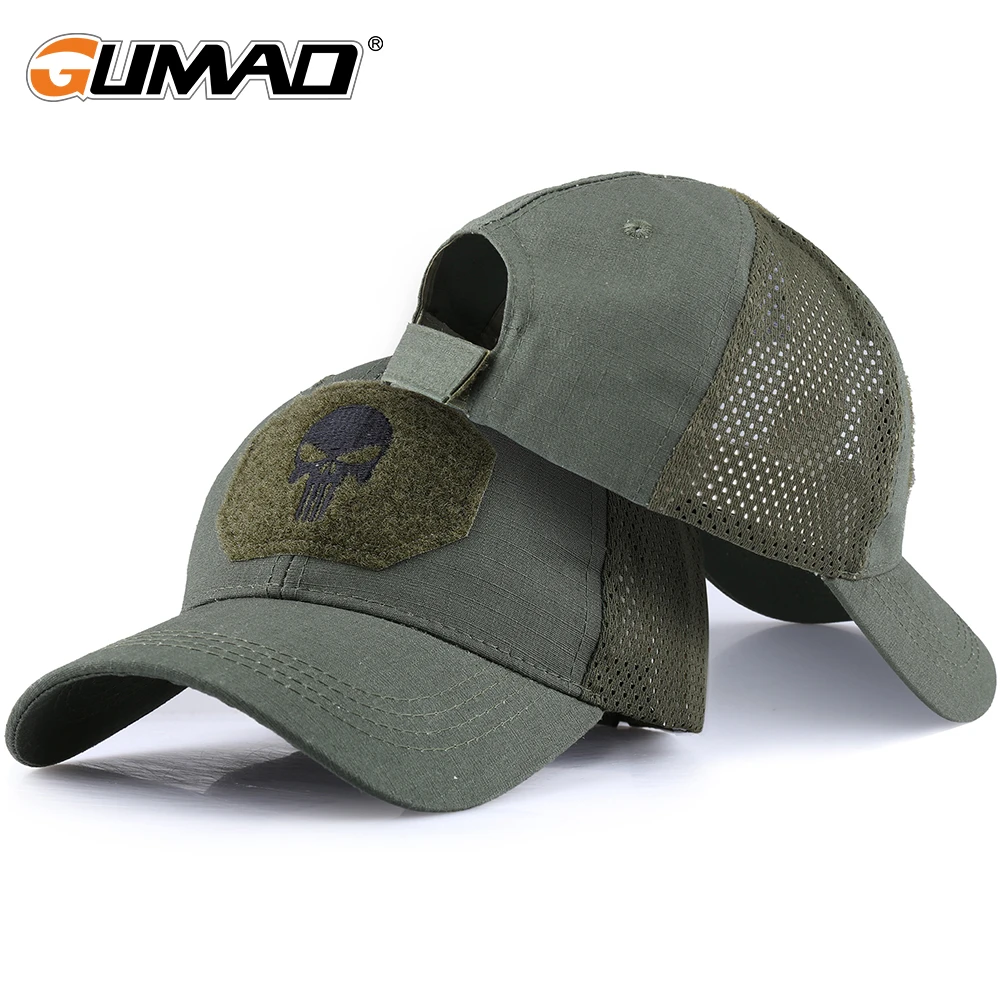 Hiking Caps Adjustable Breathable Mesh Skull Cap Tactical Military Camo Airsoft Sun Visor Trucker Hat Hunting Baseball Snapback