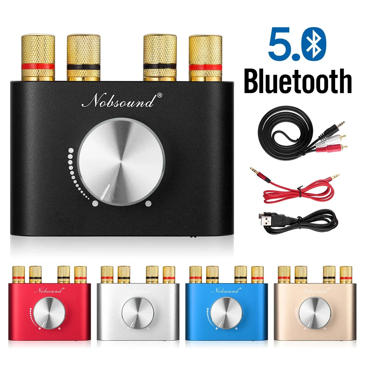 2021 Latest Nobsound Mini Bluetooth 5.0 TPA3116 Digital Power Amplifier HiFi Stereo Wireless Audio Receiver Car Amplifiers