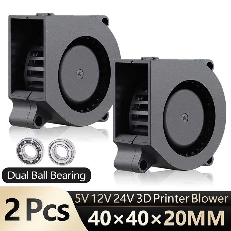 2pcs Gdstime 3D printer fan 40mm 4020 Turbo blower 24V 12V 5V Double ball sleeve Cooling fans 40x40x20mm for 3D printer cooler