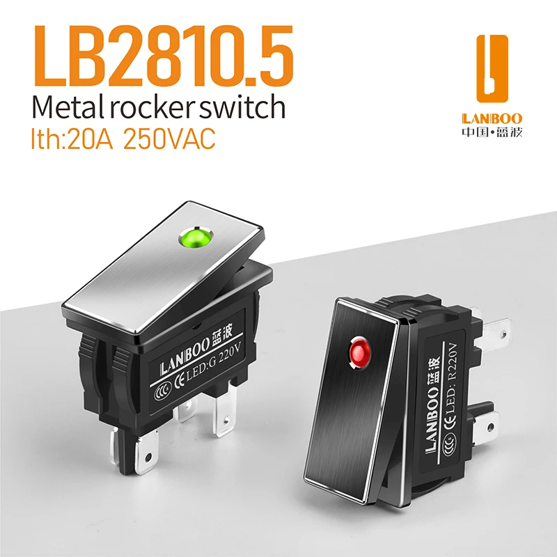 LANBOO 2810.5 series 16Amp high current Rocker Switch ON-OFF 2 Position 4Pin KCD3 Series With Light Switch 12V24V