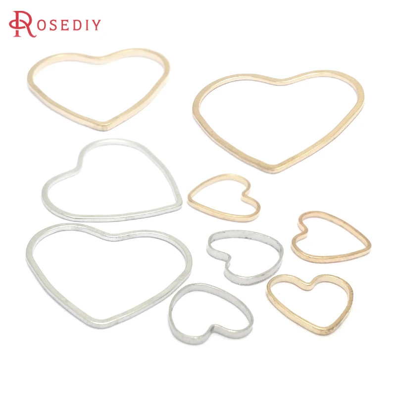 50PCS 9x9MM 13x14MM 19x21MM Gold Color Brass Heart Shape Closed Rings Connect Rings Diy Jewelry Findings Accessories wholesale