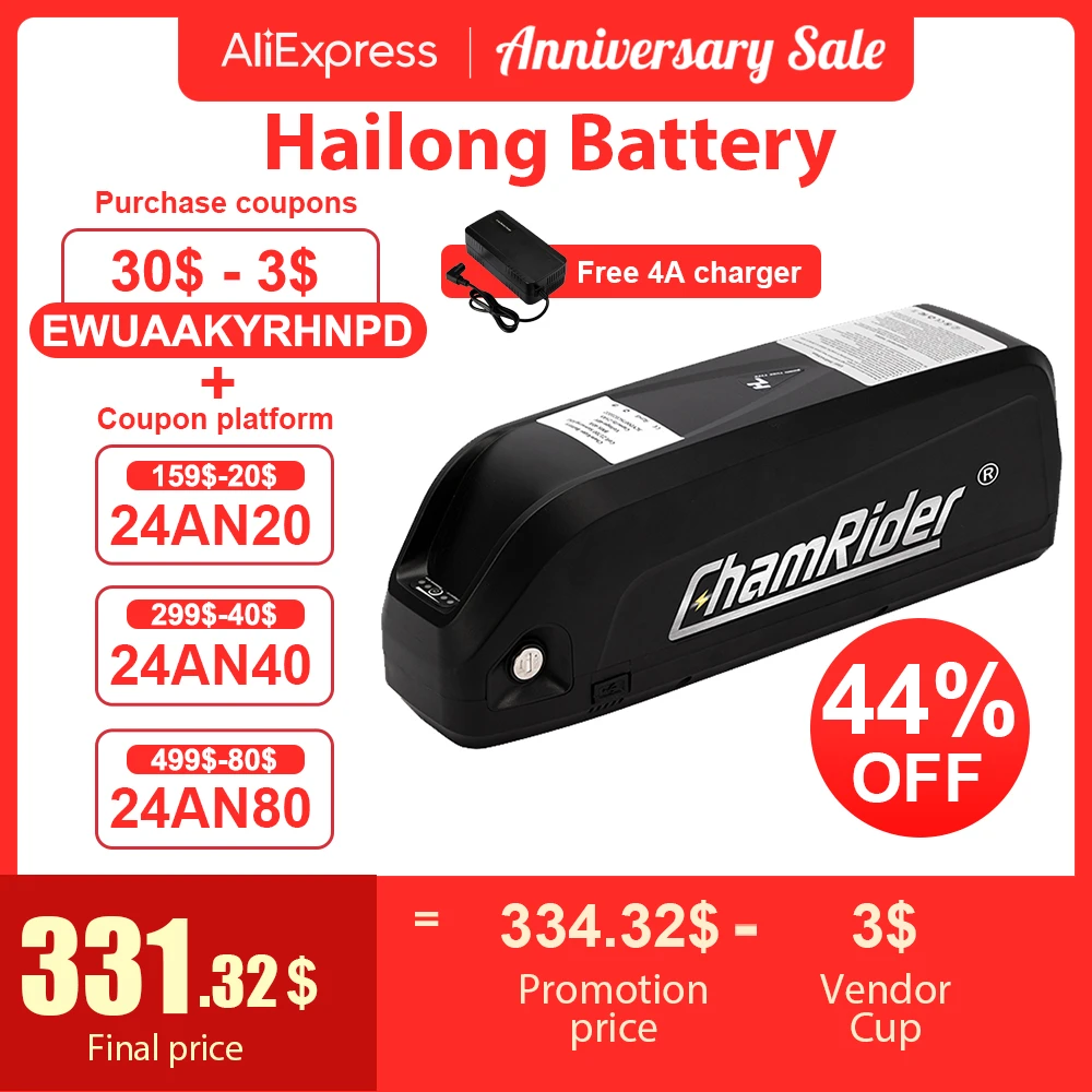 Original 48V Battery 48V 20AH  52V ebike Battery 36V Hailong Max 40A BMS 350W 500W 750W 1000W 1500W 21700 Cell BBS02 BBS03 BBSHD