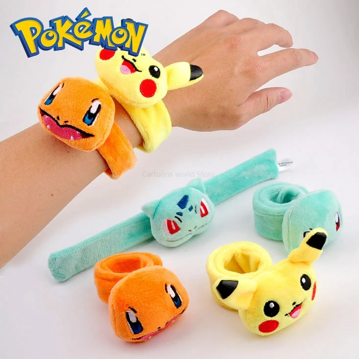 Pokemon Plush Wristband Bracelet Pikachu Genie Turtle Doll 1.5mm Crystal Super Soft Pop Circle Holiday Dress Up Birthday Gifts