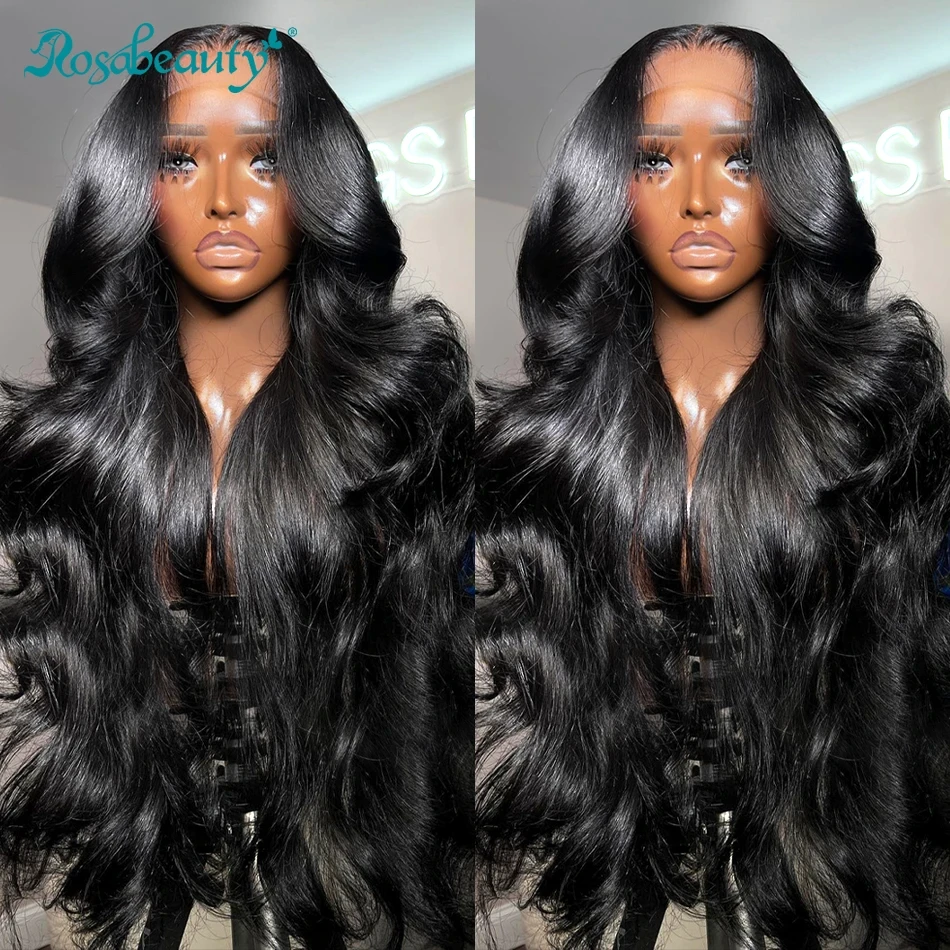Rosabeauty HD 13X6 Transparent Body Wave Lace Frontal Wigs 30 40 Inch 13X4 Front Brazilian Human Hair Glueless Wig 250 Density