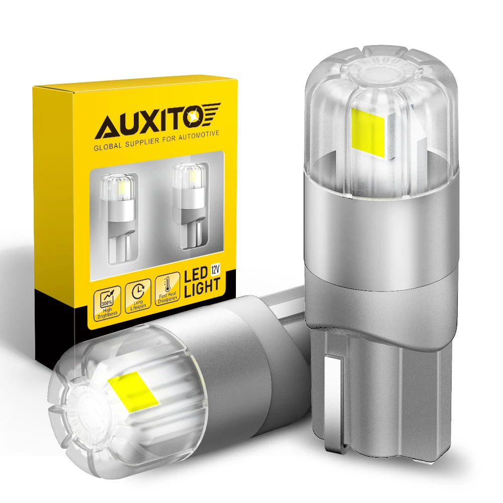 AUXITO 2Pcs 360 Degree Lighting Canbus T10 Lamps W5W LED Bulb 196 3030SMD Car Parking Position Side Marker Auto Interior Light