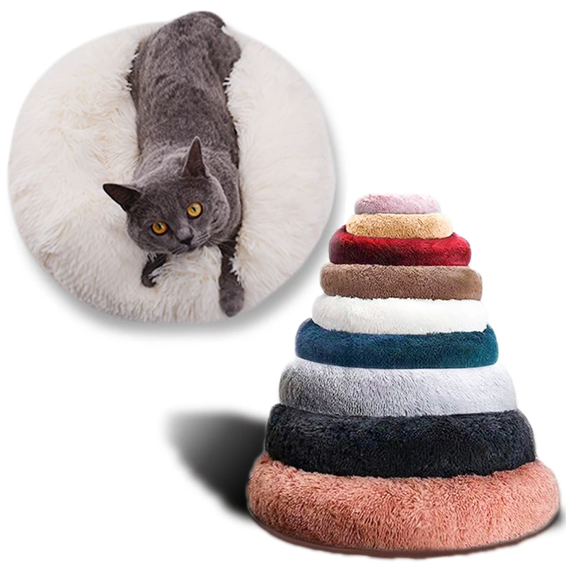 Pet Dog Bed Warm Round Dog Kennel House Long Plush Winter Pets Beds Dog For Large Dogs Cats Soft Sofa Cushion Dropshipping