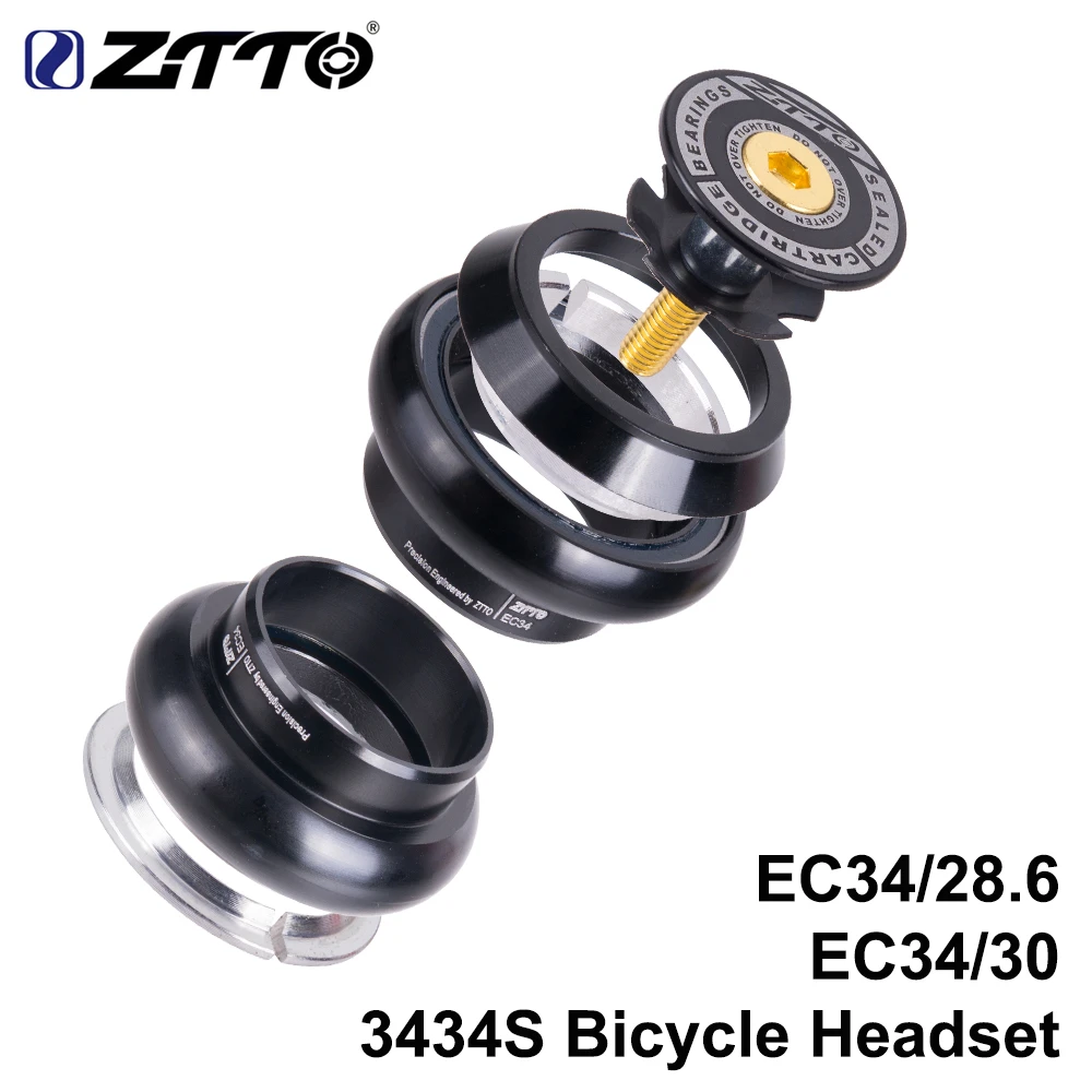 ZTTO MTB Bike Road Bicycle Headset 34mm EC34 CNC 1 1/8 28.6 Straight Tube Fork Internal 34 Conventional Threadless Headset