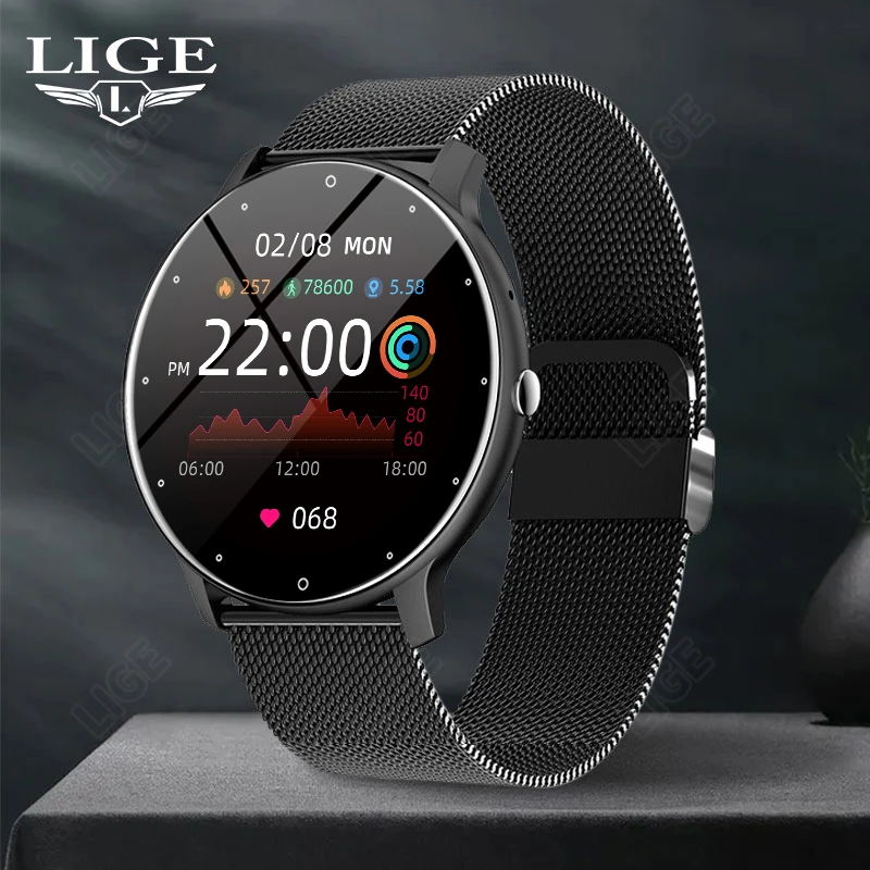 LIGE Fashion Smart Watch Women's Heart Rate Monitoring IP67 Waterproof Sports Watch Men and Women Waterproof Smartwatch Ladies