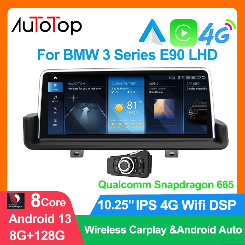 AUTOTOP 6G+128G 2din Android 11 Autoradio Car GPS Navigation Radio for E90 E91 E92 E93 Multimedia Player BT Wifi Canbus Carplay