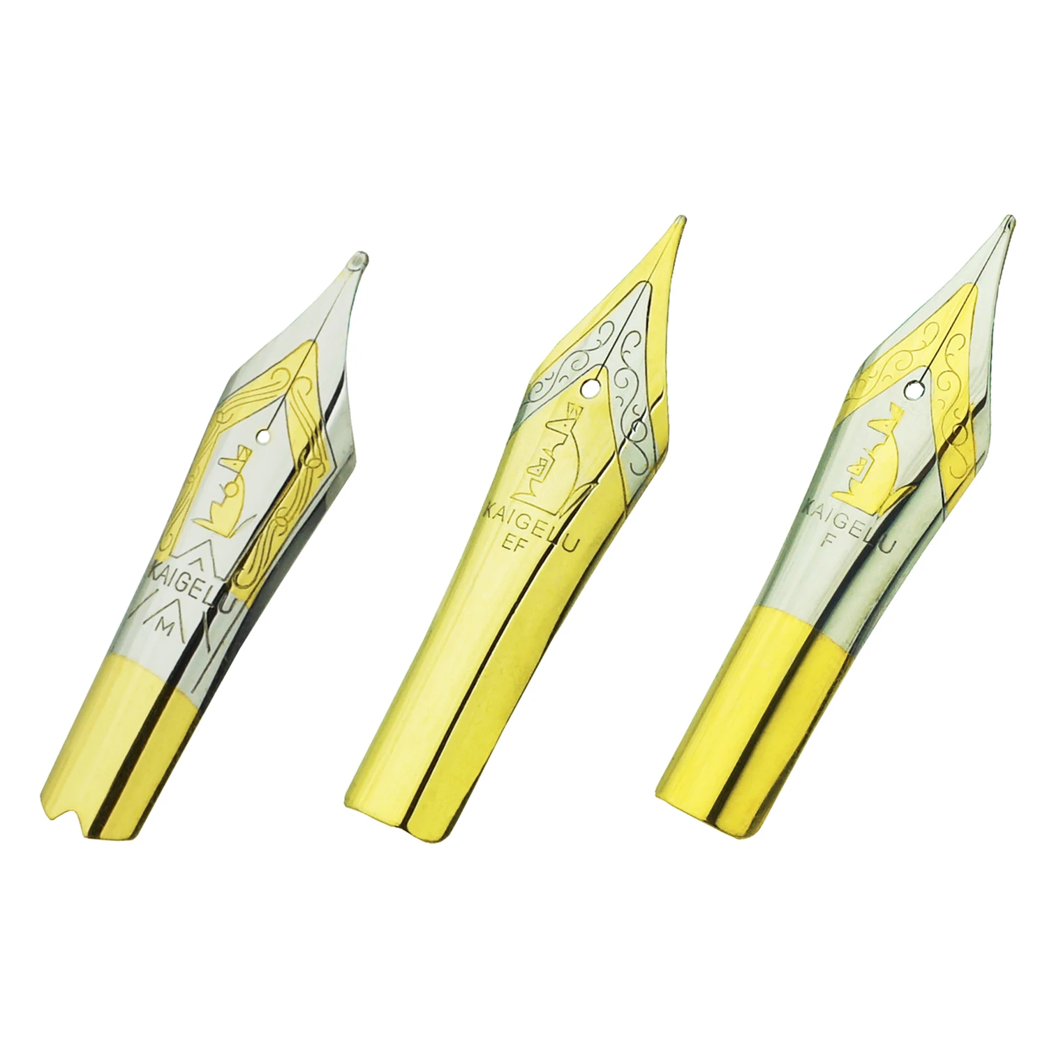 3PCS Original Kaigelu Fountain Pen Nibs #6 Nib Golden EF F M Size Compatible with Jinhao 100, 450, Yongsheng 699, Moonman T1, C1