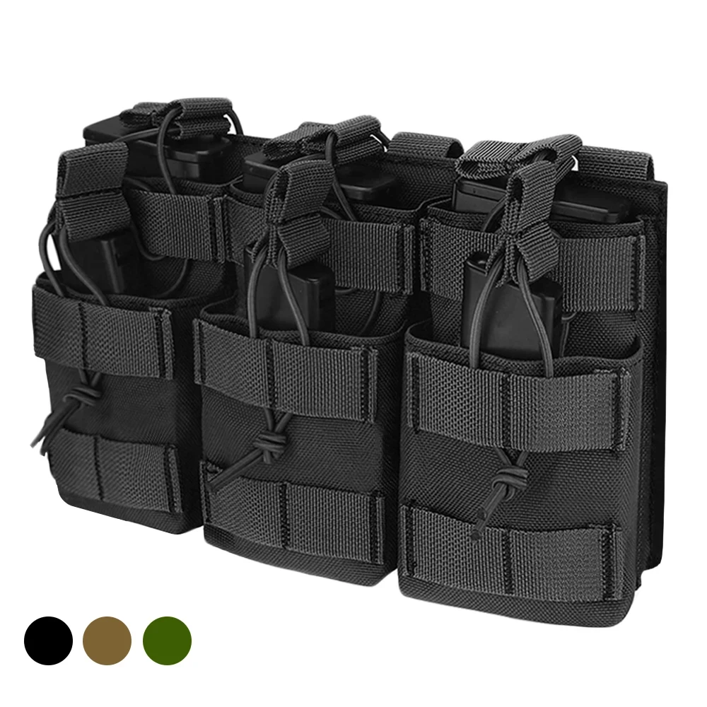 Tactical Molle Triple Magazine Pouch Double-Layer Mag Pouches Universal Cartridge Holder for M4 M14 M16 AK AR