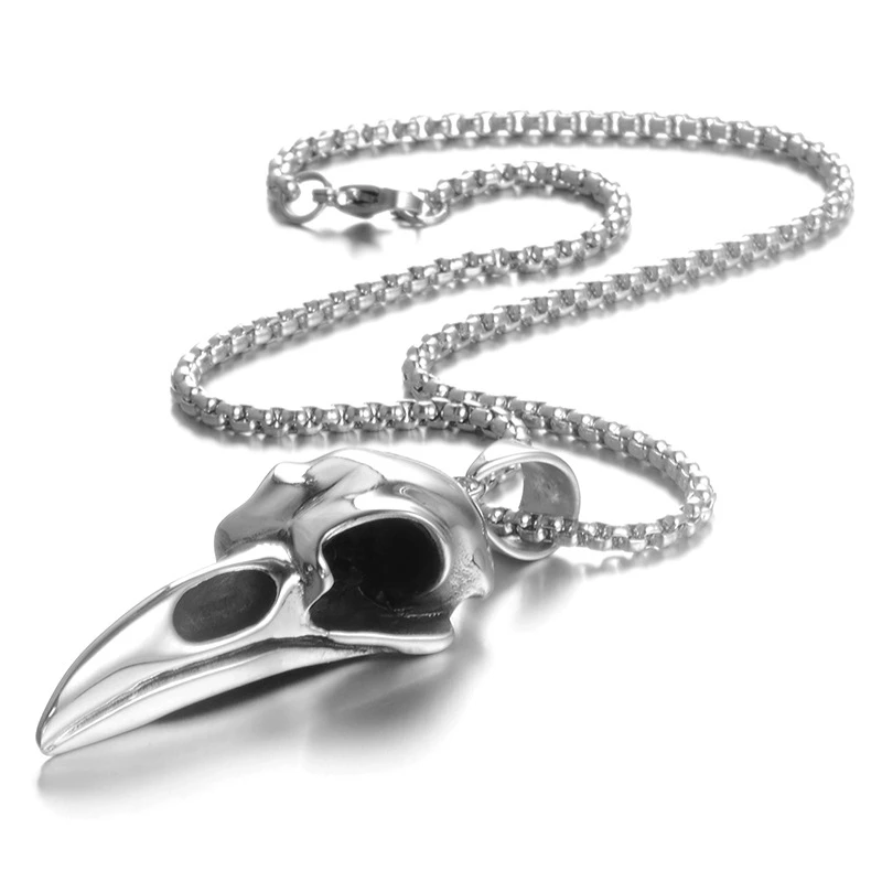 Stainless Steel Men Necklaces Chain Pendants Crow Bird Eagle Skull Punk Rock Hip Hop Cool for Male Boy Fashion Jewelry Gift