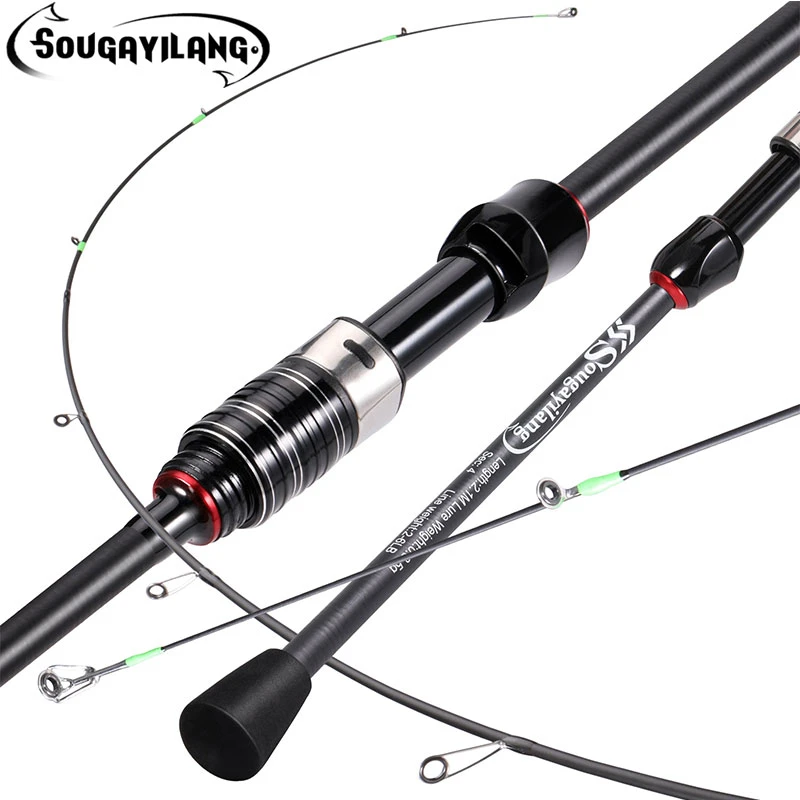 Sougayilang 1.8m Casting Spinning Fishing Rod Power M Carbon Rod Pole 3 Section Carbon Fiber Baitcasting Fishing Rod 3 Pieces