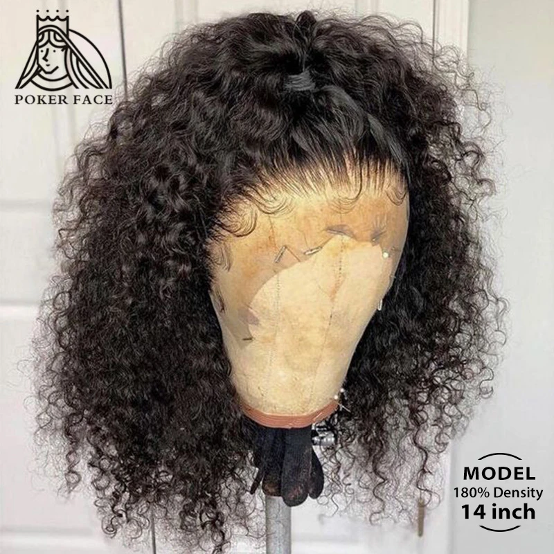 Deep Curly Human Hair Wigs Short Bob Transparent 13x4 Lace Frontal Wig Brazilian Loose Deep Wave 4X4 Lace Closure Wigs