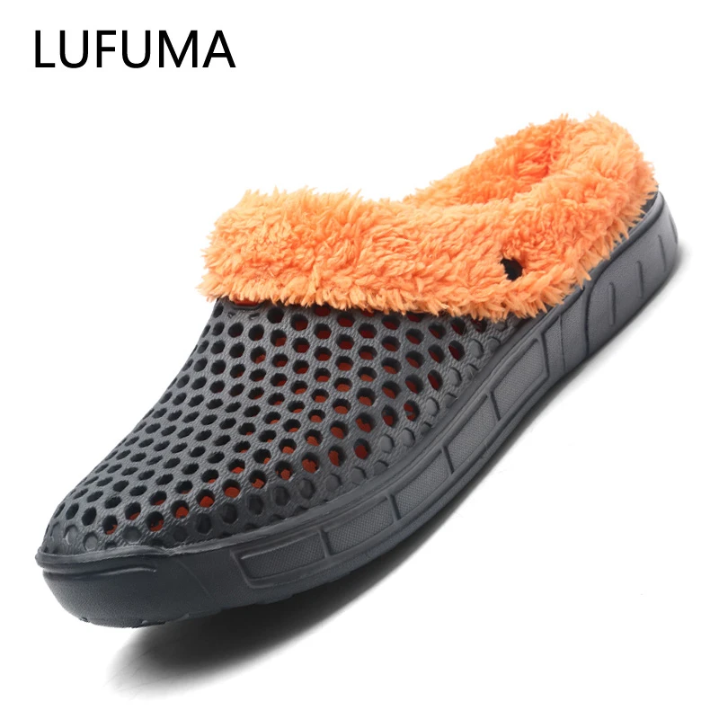 Men and Women Winter Slippers Fur Slippers Warm Fuzzy Plush Garden Clogs Mules Slippers Home Indoor Couple House Floor Slippers