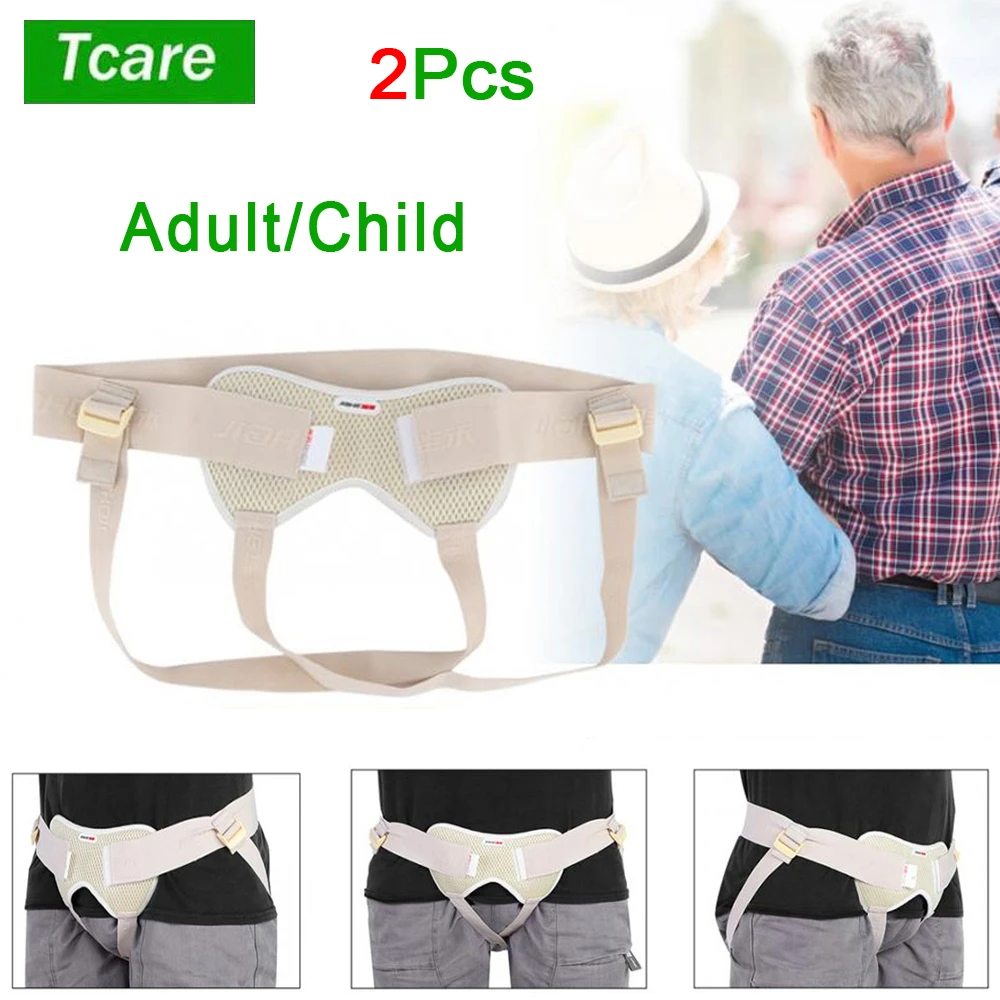 Tcare Adjustable Hernia Belt Truss for Single/Double Inguinal or Sports Hernia with Removable Compression Pads Adult Child Groin