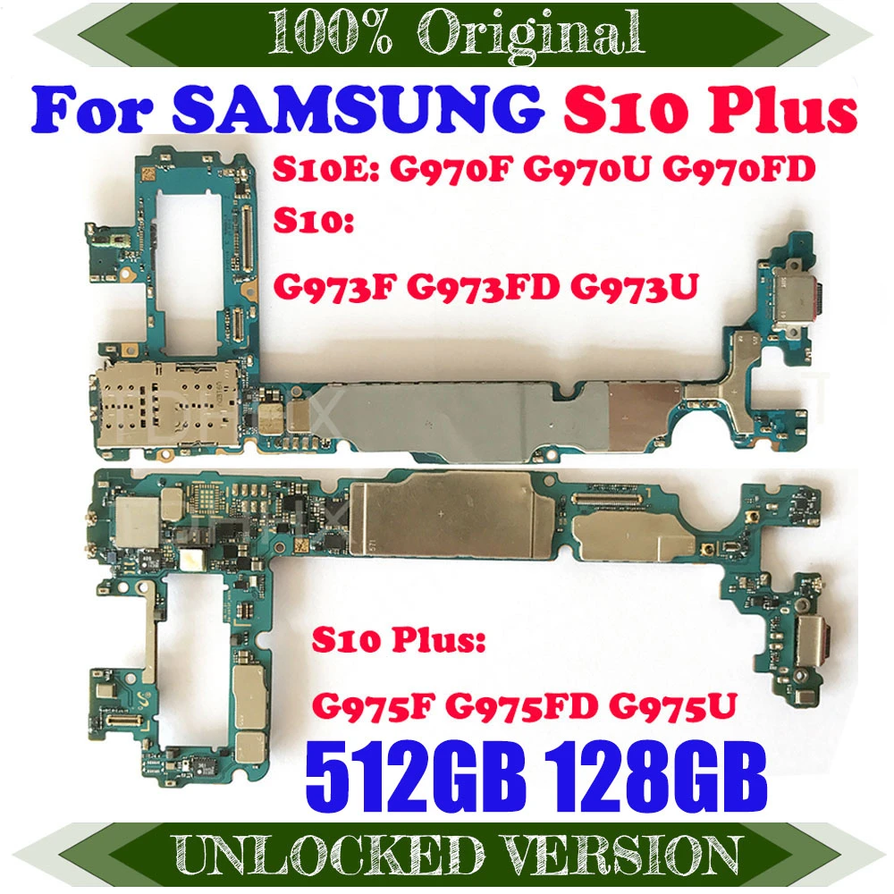 512GB 128GB For Samsung Galaxy S10 G973F G973FD G973U S10 Plus G975F G975FD G975U S10E G970F G970U G970FD Motherboard Unlocked
