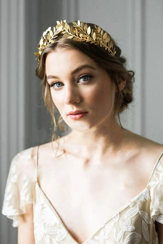 Greek Goddess Headdress Bride Olive Crown Crown Headdress Gold Foil Branch Headdress Roman Wedding Jewelry Accessories