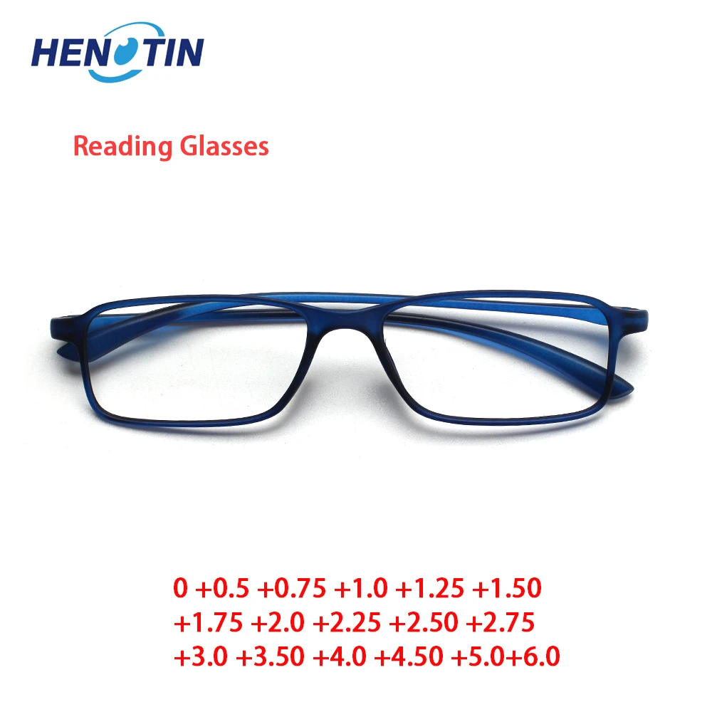 Henotin Stylish Rectangular Reading Glasses Spring Hinge Men and Women Readers Eyeglasses Diopter 0.5 1.75 2.0 3.0 4.0...