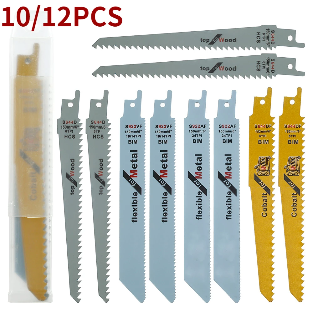 10pcs Reciprocating Saw Blades Saber Saw Handsaw Multi Saw Blade For Cutting Wood Metal PVC Tube Power Tools Accessories