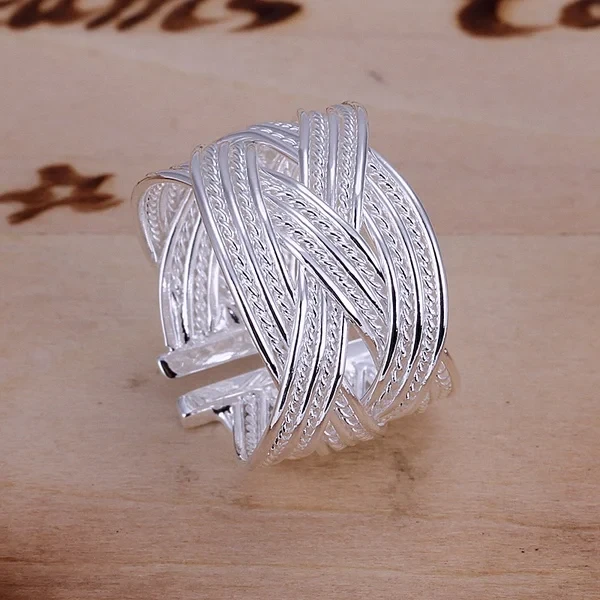 The best gift fashion exquisite women lady geometric open large ring silver color classic models  silver plated jewelry R024
