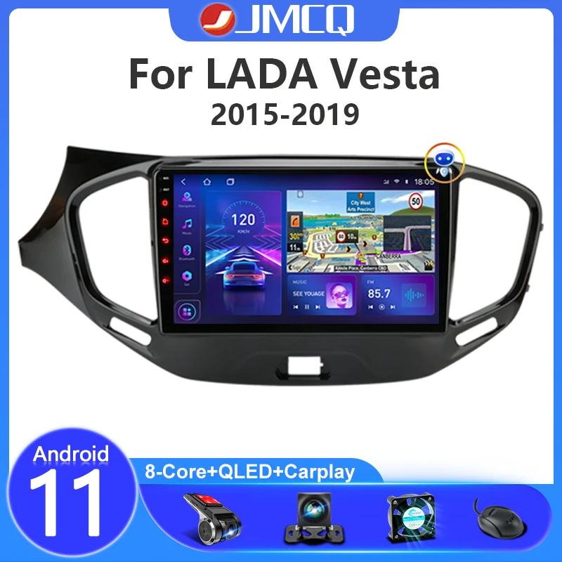 JMCQ 2din Android Car Radio Multimedia video Player for Lada Vesta Cross Sport 2015-2019 GPS Navigation Stereo Head unit screen