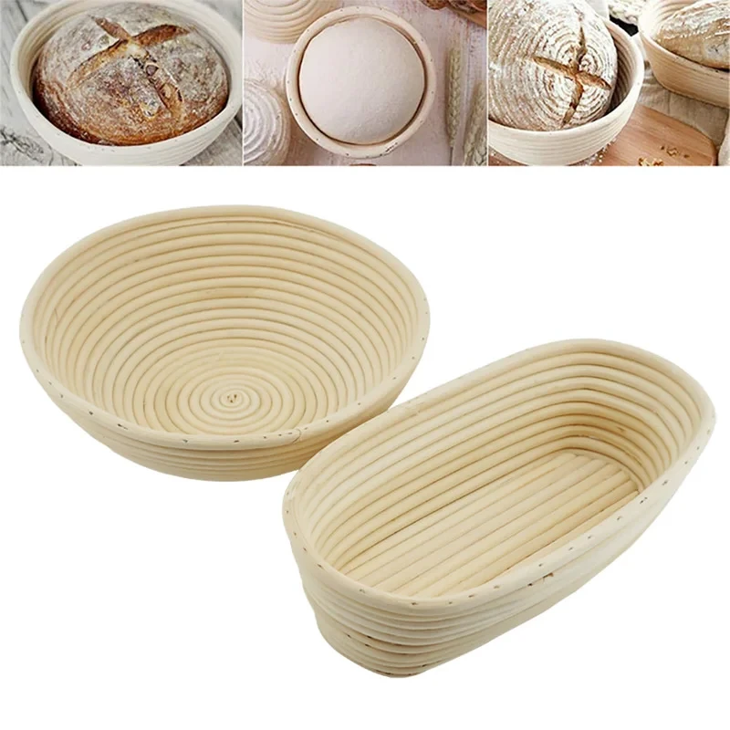 Round /Oval Natural Rattan Fermentation Basket Bread Dough Wicker Rattan Mass Proofing Proving Baskets Kitchen Tools