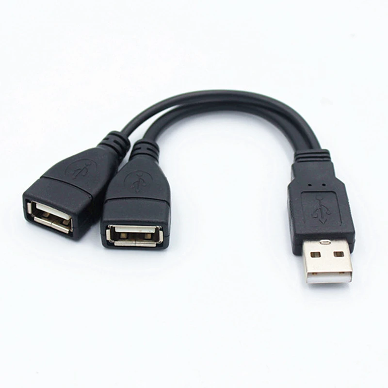 1 Male Plug To 2 Female Socket USB 2.0 Extension Line Y Data Cable Power Adapter Converter Splitter USB 2.0 Cable 15~18cm